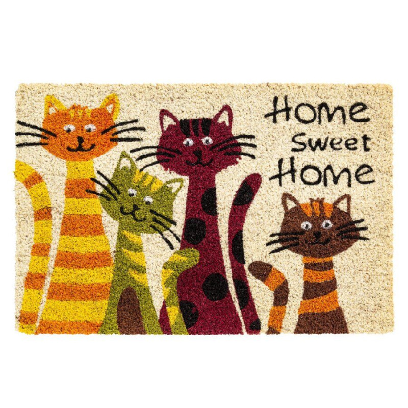 Kokosová vstupná a vnútorná čistiaca rohož Cats Home Sweet Home - 40 x 60 x 1,5 cm
